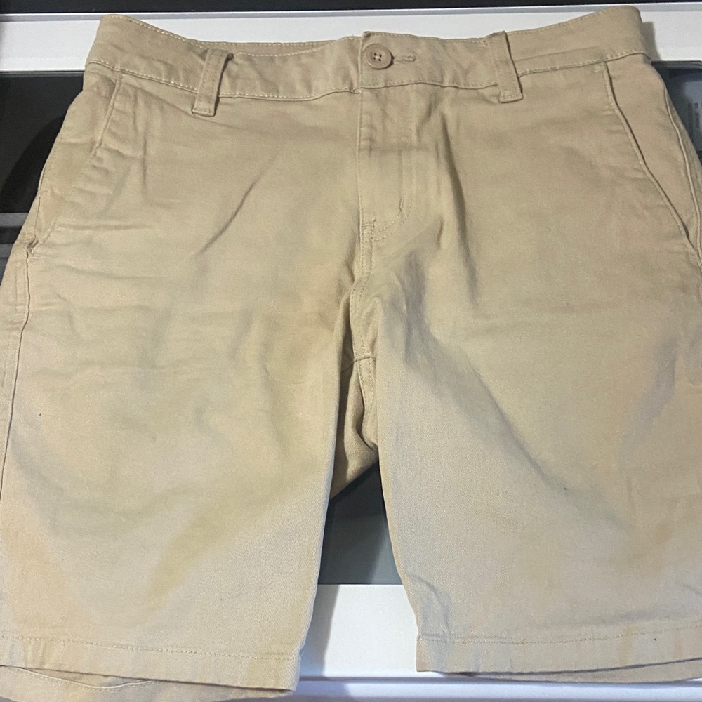 Classic Men's Beige Flat Front Shorts